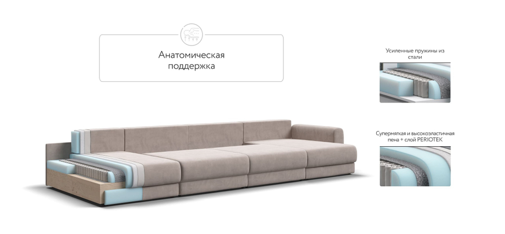 Модульный п-образный диван РИЧМОНД MODOOL Велюр Monolit латте