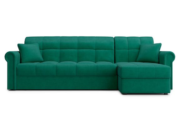 Диван угловой с оттоманкой Палермо 1,6 - Velutto 33 изумрудный/кант 33 изумрудный