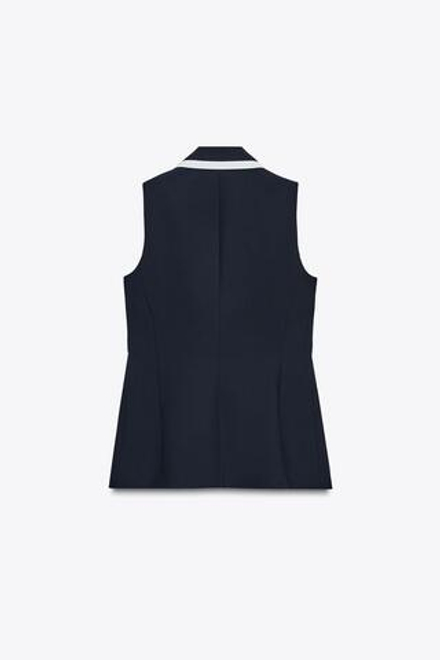 ZARA ЖИЛЕТ С КОНТРАСТНОЙ ОТДЕЛКОЙ, МОРСКОЙ СИНИЙ