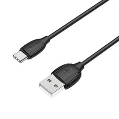 USB - Type-C Borofone BX19 Benefit, 1.0м, круглый, 3.0A, силикон, цвет: чёрный