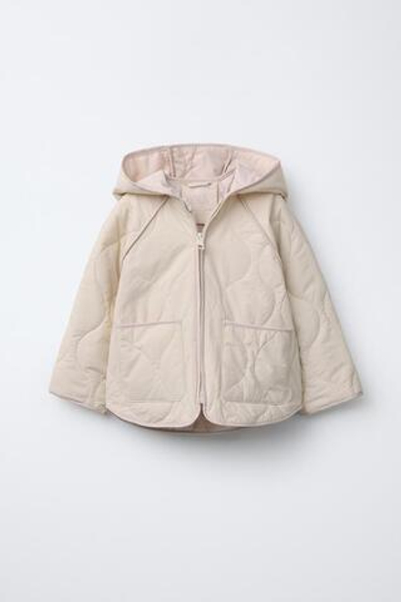ZARA СТЕГАНАЯ КУРТКА WATER REPELLENT, ЭКРЮ