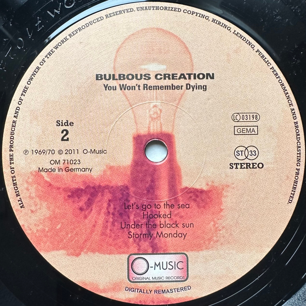 Bulbous Creation - You Won't Remember Dying (Германия 2011г.)