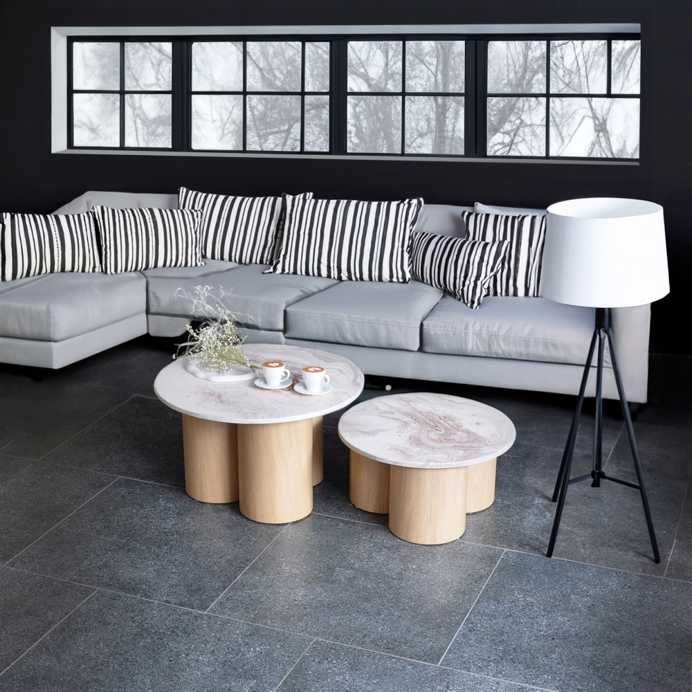 Стол с искусственным камнем Лейна, лак бесцветный, большой