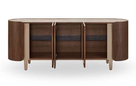 Комод Shelf 200х80 см, шпон ореха, белая керамика