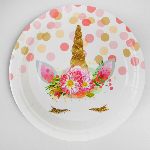 Тарелка бумажная «Единорог и конфетти», d=18 см, набор 6 шт.