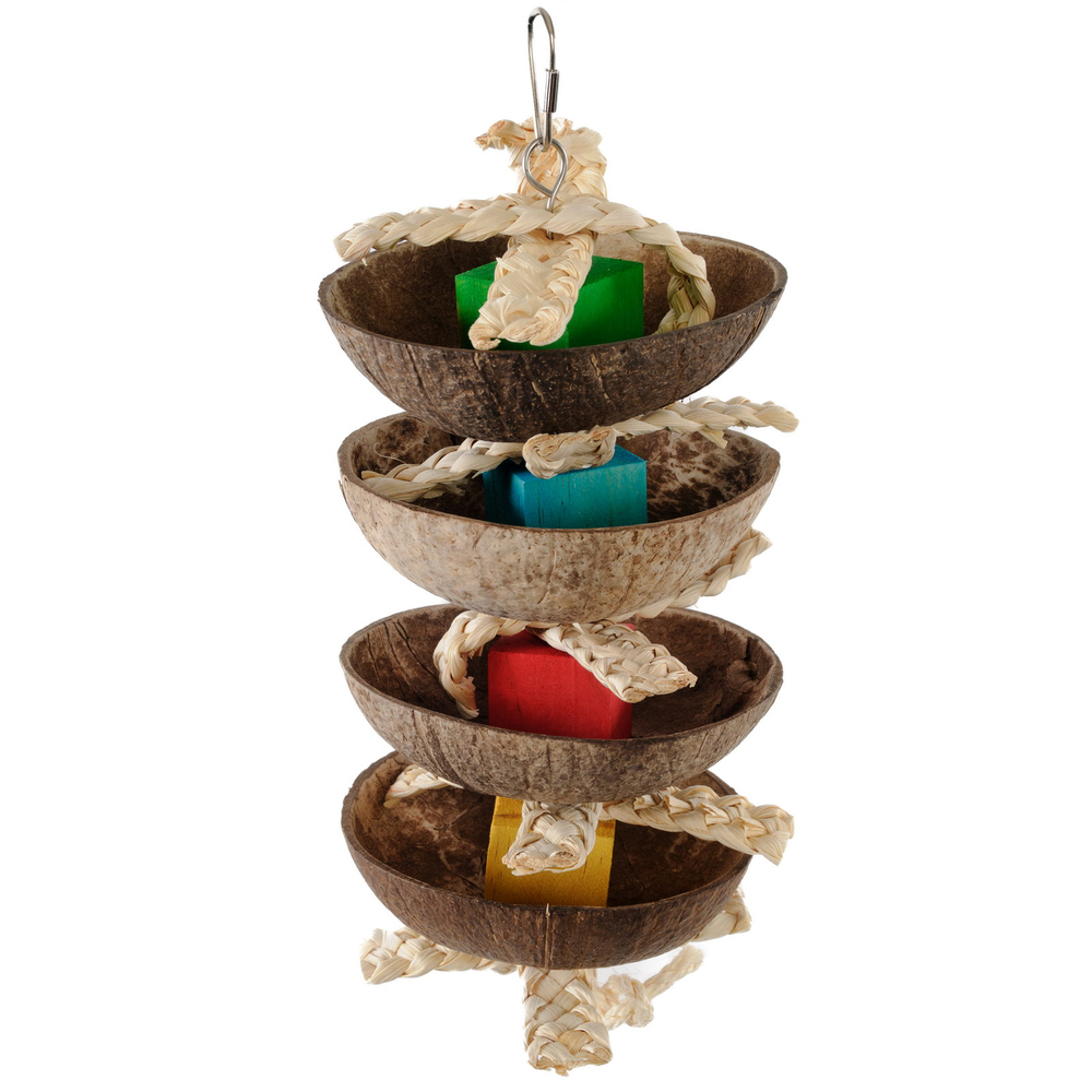 Игрушка для птиц SkyRus "Кокосовые половинки", 15х15х35см