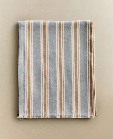 ZARA HOME ПЛЕД С БАХРОМОЙ, СИНИЙ