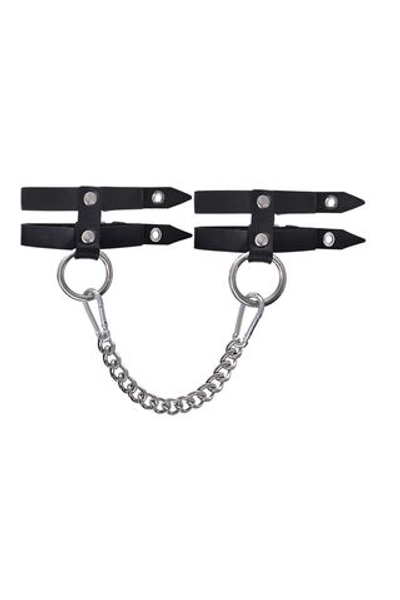 Черные однослойные оковы из двух ремешков (Цвет: черный)