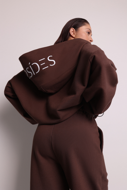 Худи шоколад с надписью 2SIDES