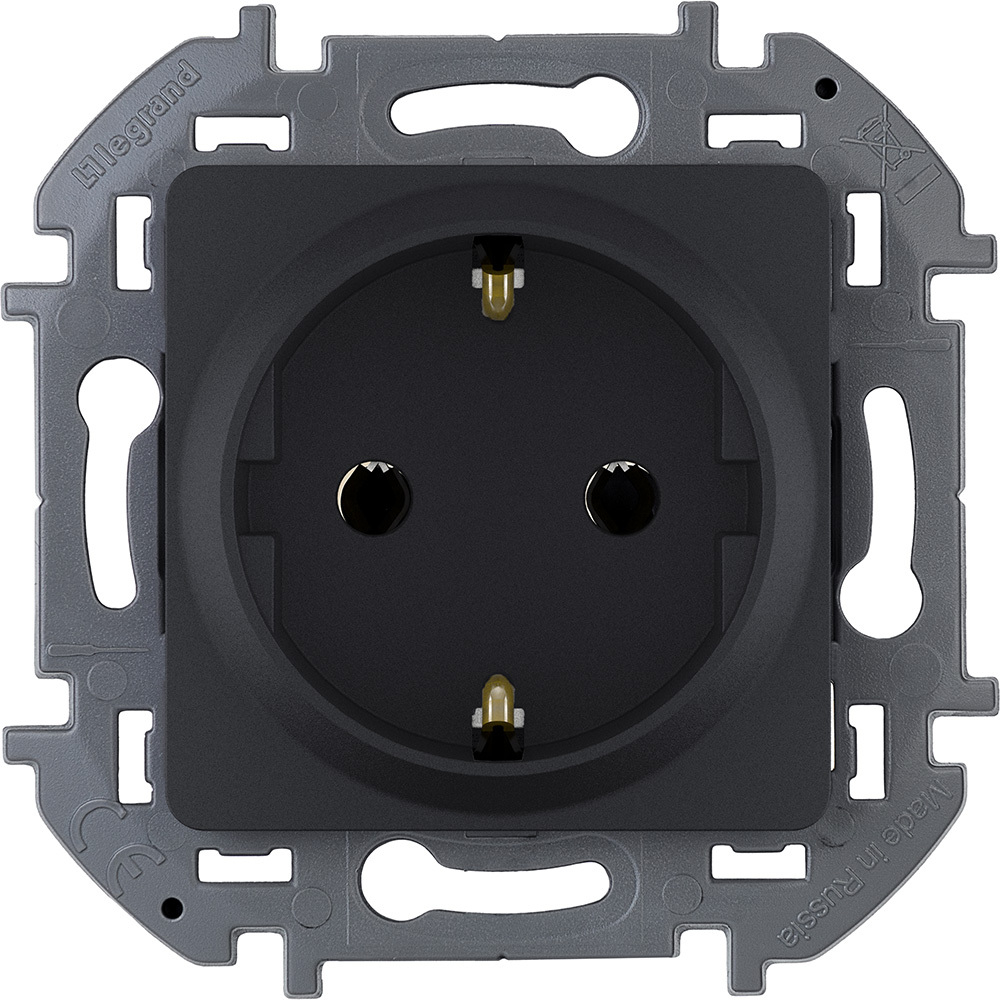 Розетка с заземлением без шторок 16А 250В антрацит Inspiria Legrand