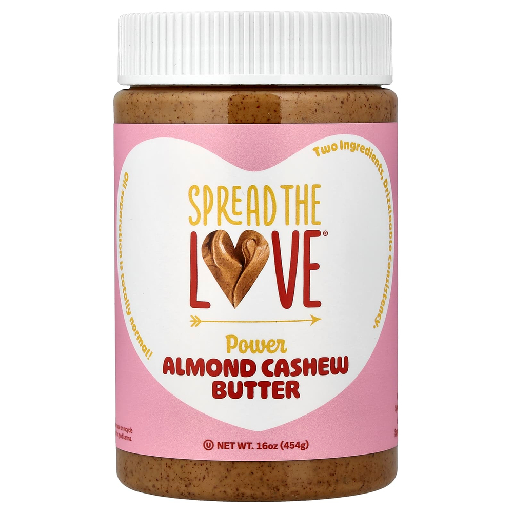 Spread The Love, Power Butter, миндальное масло с кешью, 454 г (16 унций)