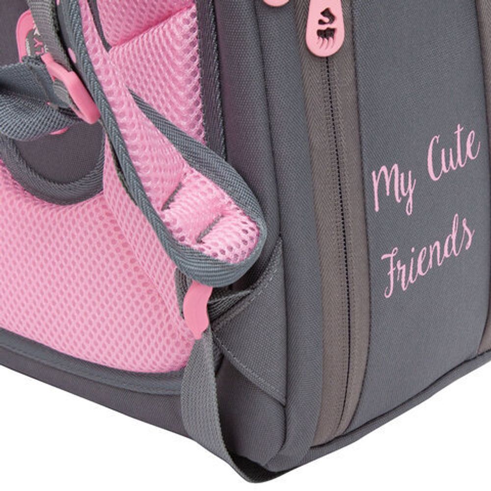 Ранец GRIZZLY анатомическая спинка, с брелоком, для девочек, "RABBIT", 36х29х18 см, RAf-292-3/2