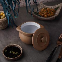 Горшок бульонница 500 мл d 11 см h8 см с крышкой Brown Matt White New Taiga P.L. [4]