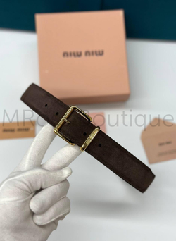 Miu Miu Женский ремень замшевый темно-коричневый