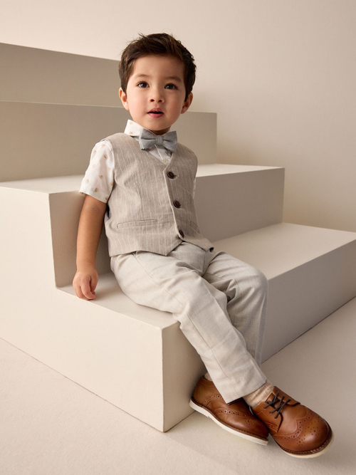 Комплект из трех предметов для мальчика Next AG8-624, Бежевый, Молочный