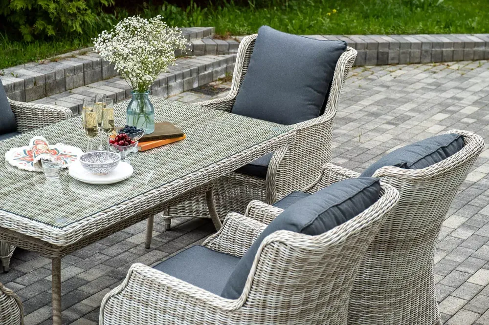 "Неаполь" обеденная группа плетеная из искусственного ротанга, цвет бежевый