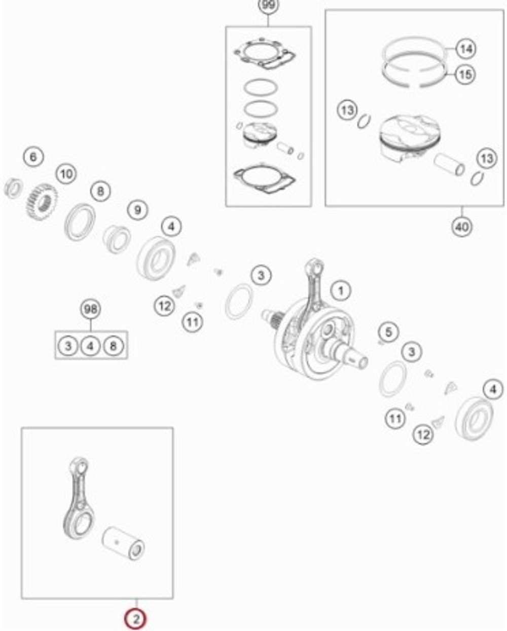 Шатунная сборка KTM, HQV, GASGAS EC-350F