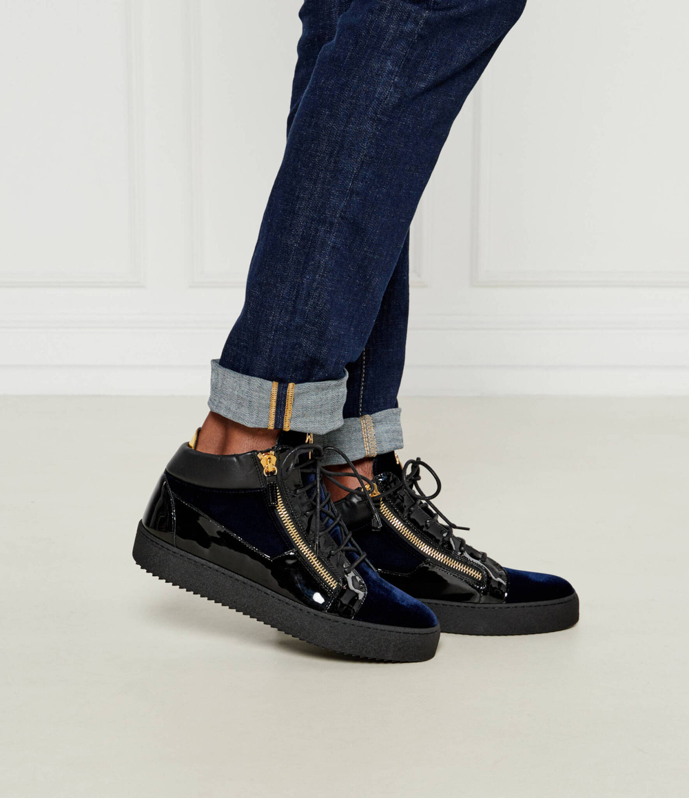 Кожаные кроссовки Giuseppe Zanotti - темно-синий(RU00061)