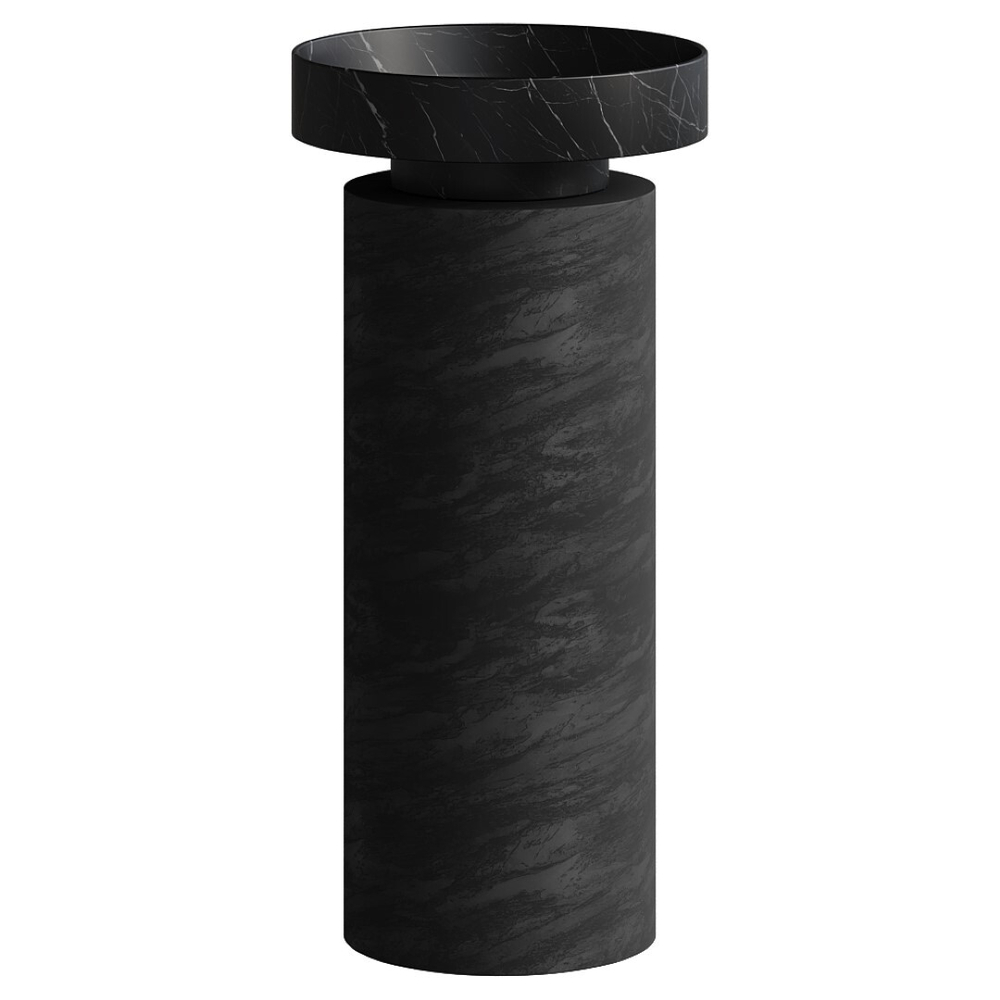 Boheme Раковина накладная Corian 400*130 Nero Marquina + Пьедестал для раковины Corian 300*720 Black Wood
