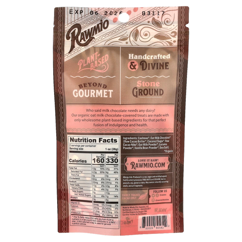 Rawmio, Кешью в овсяном молочном шоколаде, 56,7 г (2 унции)