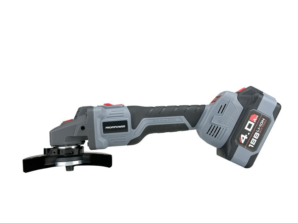 Аккумуляторная бесщеточная УШМ PROFIPOWER MKDGA-18V (18В,Li-ion-2шт, 4Ач, 125 мм, 0-9000 об/мин, З/У, в кейсе)