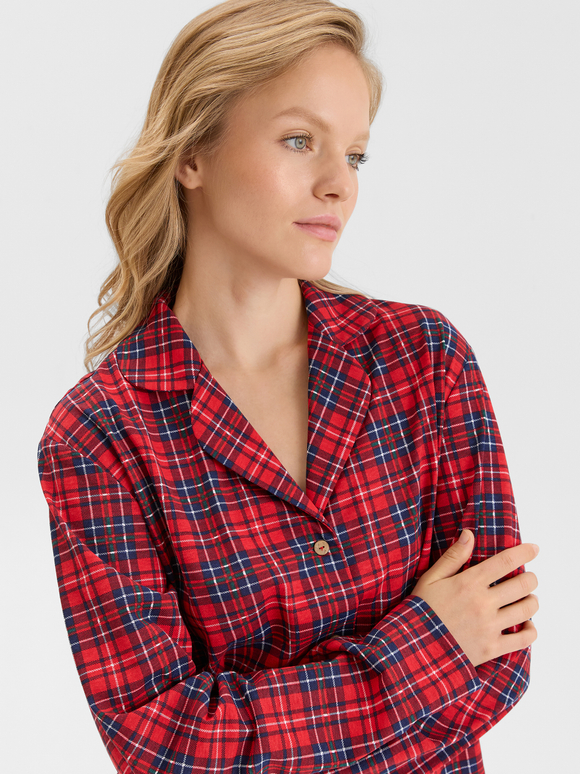 Хлопковая пижама в красную клетку - S размер