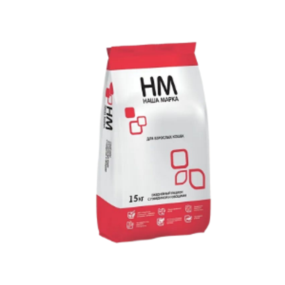 Корм для кошек сухой Наша Марка, для взрослых животных, с говядиной и овощами, 15 кг