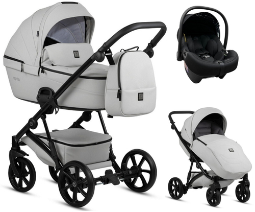 Детская коляска Tutis Viva 5 Plus Leather 2024 3 в 1 с автокреслом Elo Lux EduSky Black 1452085 Cloud