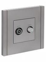 FORTE&PIANO Розетка двойная TV+SAT FP538 сталь IEK
