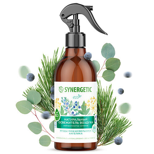 Освежитель воздуха жидкий "Synergetic" Ягоды можжевельника и ангелика, триггер, 380 мл