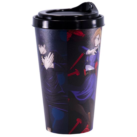 Стакан пластиковый с крышкой, 550 мл., по мотивам аниме "Магическая битва", Фушигуро Мегуми и Кугисаки Нобара