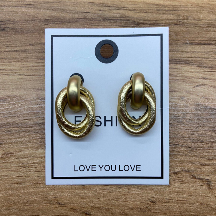 Серьги Fashion кольца 2 в 1 круг глянец овал рептилия цвет золотистый матовый 2х3 см