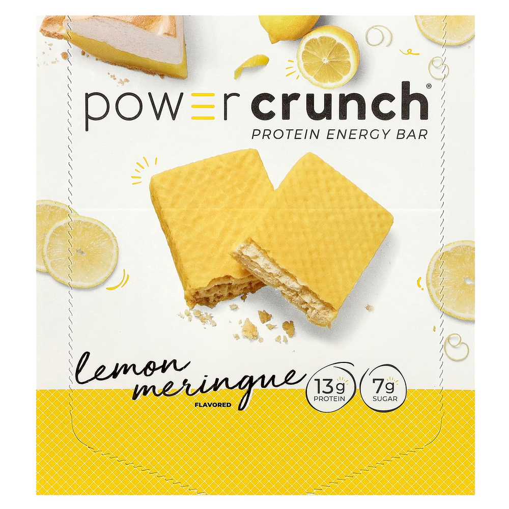 BNRG, Power Crunch®, протеиновый батончик, лимон и безе, 12 батончиков по 40 г (1,4 унции)