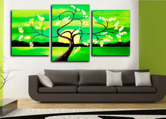 Модульная картина "Зеленый закат"