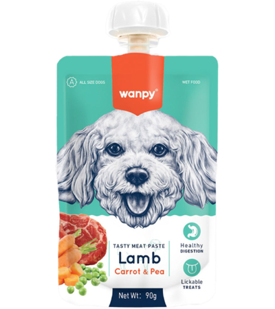 Wanpy Dog Лакомство для собак Мясной мусс из ягненка и моркови с горохом 90 гр.