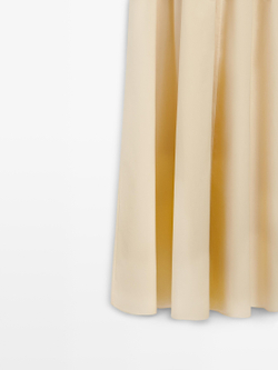 Massimo Dutti Платье миди из 100% хлопка с резинкой на талии, светло-желтый