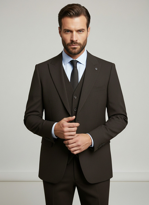 Мужской классический костюм (шоколадный) В38