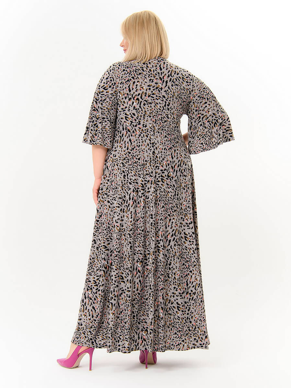 Платье с разрезом, леопардовый принт