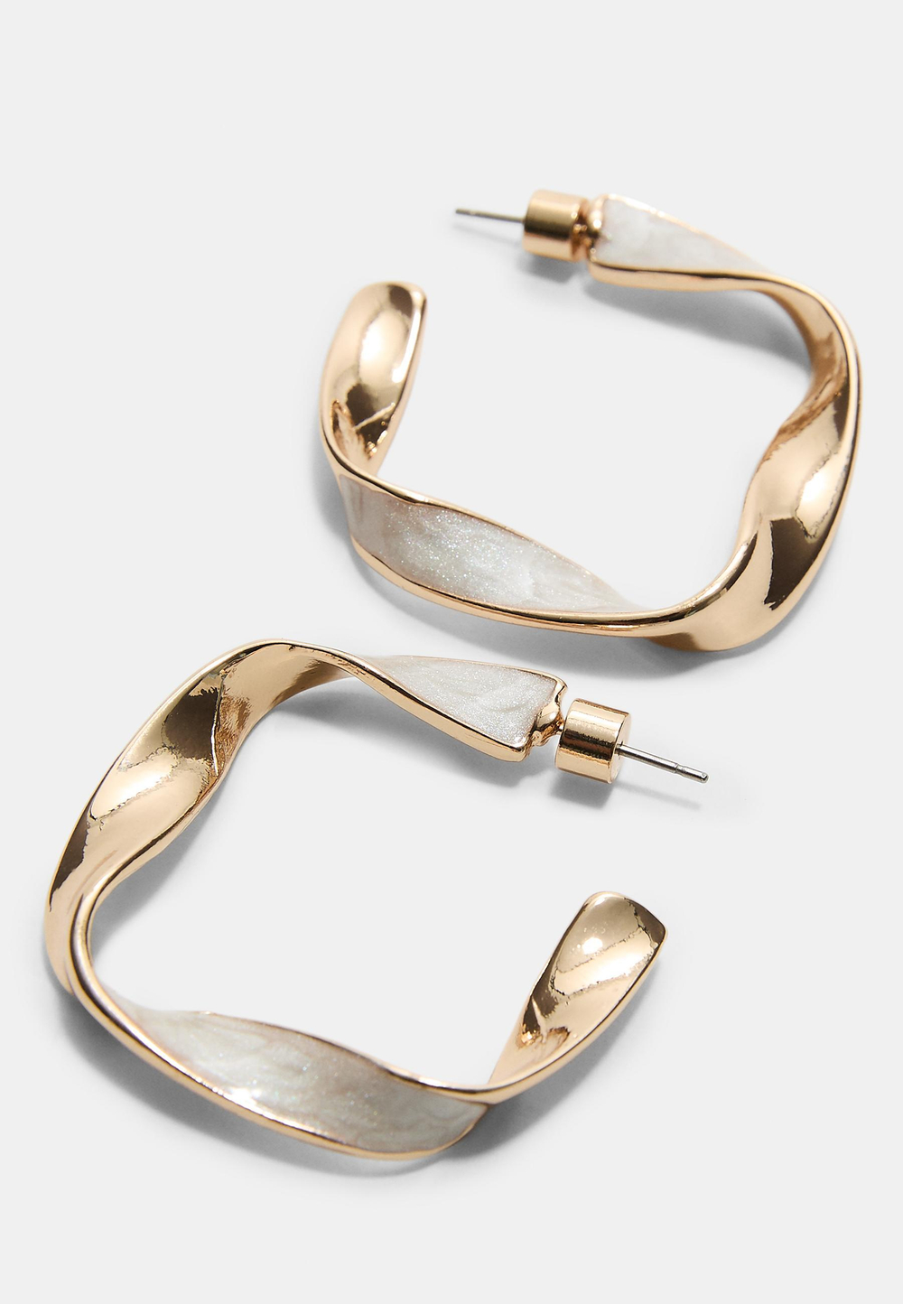 STRADIVARIUS Набор из 9 эмалированных сережек-колец неправильной формы, золотой