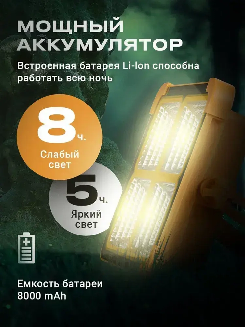 Солнечный фонарь для кемпинга, портативный перезаряжаемый светодиодный уличный прожектор, аккумулятор емкостью 12000 мАч, 5 режимов освещения