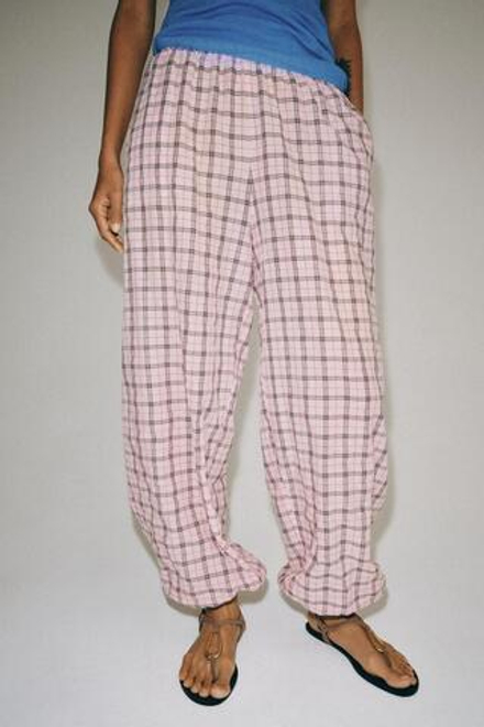 ZARA БРЮКИ-ШАРЫ В КЛЕТКУ — ZW COLLECTION, РОЗОВЫЙ
