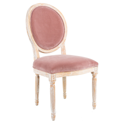 Стул Луи - Пудровый розовый бархат белый жемчуг Объект мечты