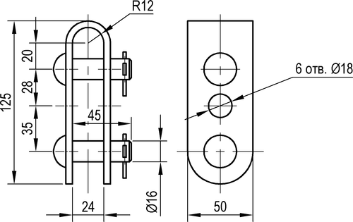 Скоба крепления троса успокоителя грузов 162