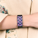 Браслет Fiore Luna на черном кожаном ремешке CB13209-7