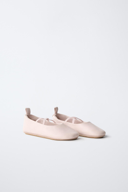 ZARA КОЖАНЫЕ БАЛЕТКИ, РОЗОВЫЙ