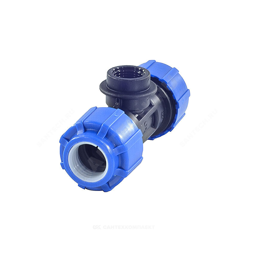 Тройник компрессионный ПЭ Дн 25х1/2"х25 ВР Ру16 ТПК-АКВА 52251225