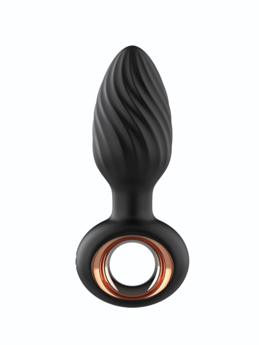 Черная анальная пробка с вибрацией, вращением и пультом ДУ (Цвет: черный)