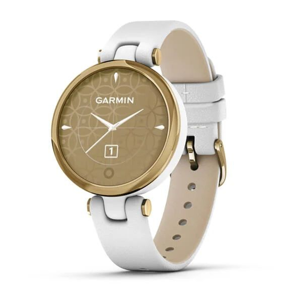 Часы Garmin Lily Classic Light Gold/White, светло-золотистый безель, белый корпус и итальянский кожаный ремешок, 010-02384-B3