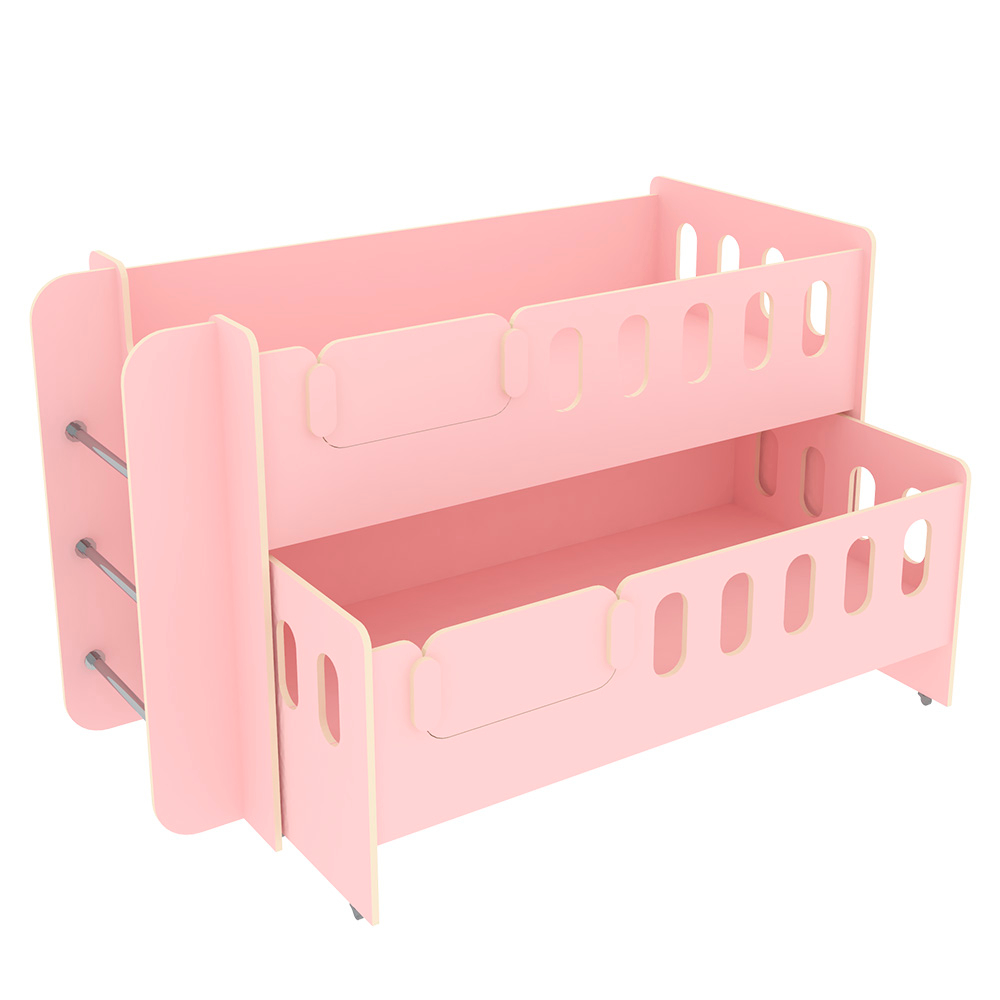 Двухъярусная выкатная кровать КарИВи Чудо 9 80x160 Розовый Розовый