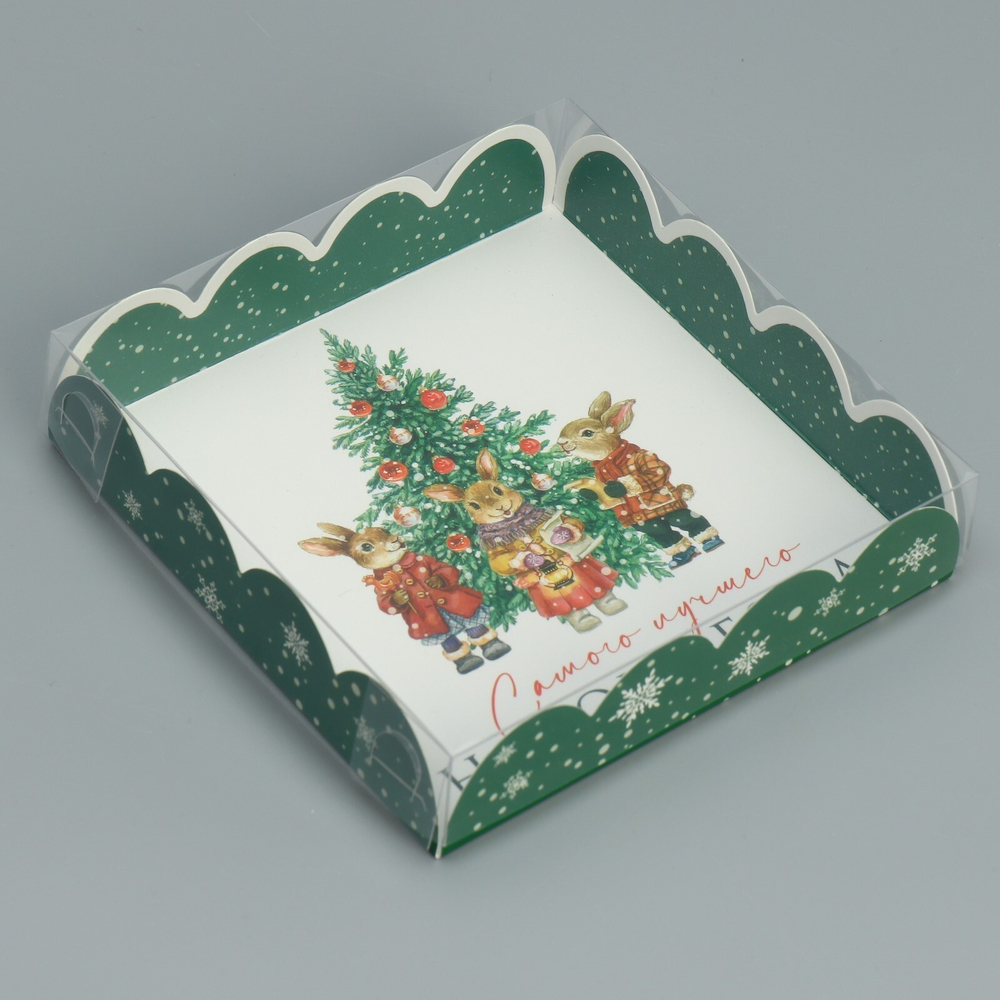 Коробка 13*13*3 см Зайчики